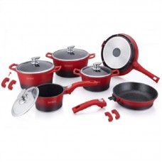 RL-ES2014M BLACKRED ROYALTY LINE Set oale cu interior marmorat si capac, 14 piese, culoare negru/rosu